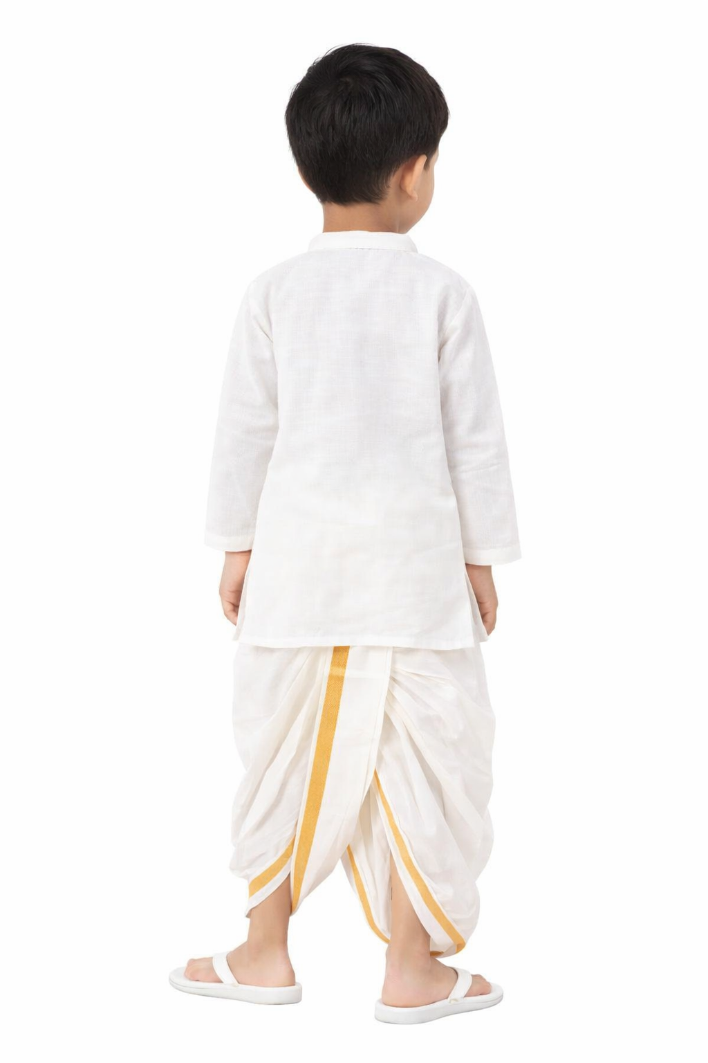 Traditional Cotton Dhoti for Boys with Gold Border