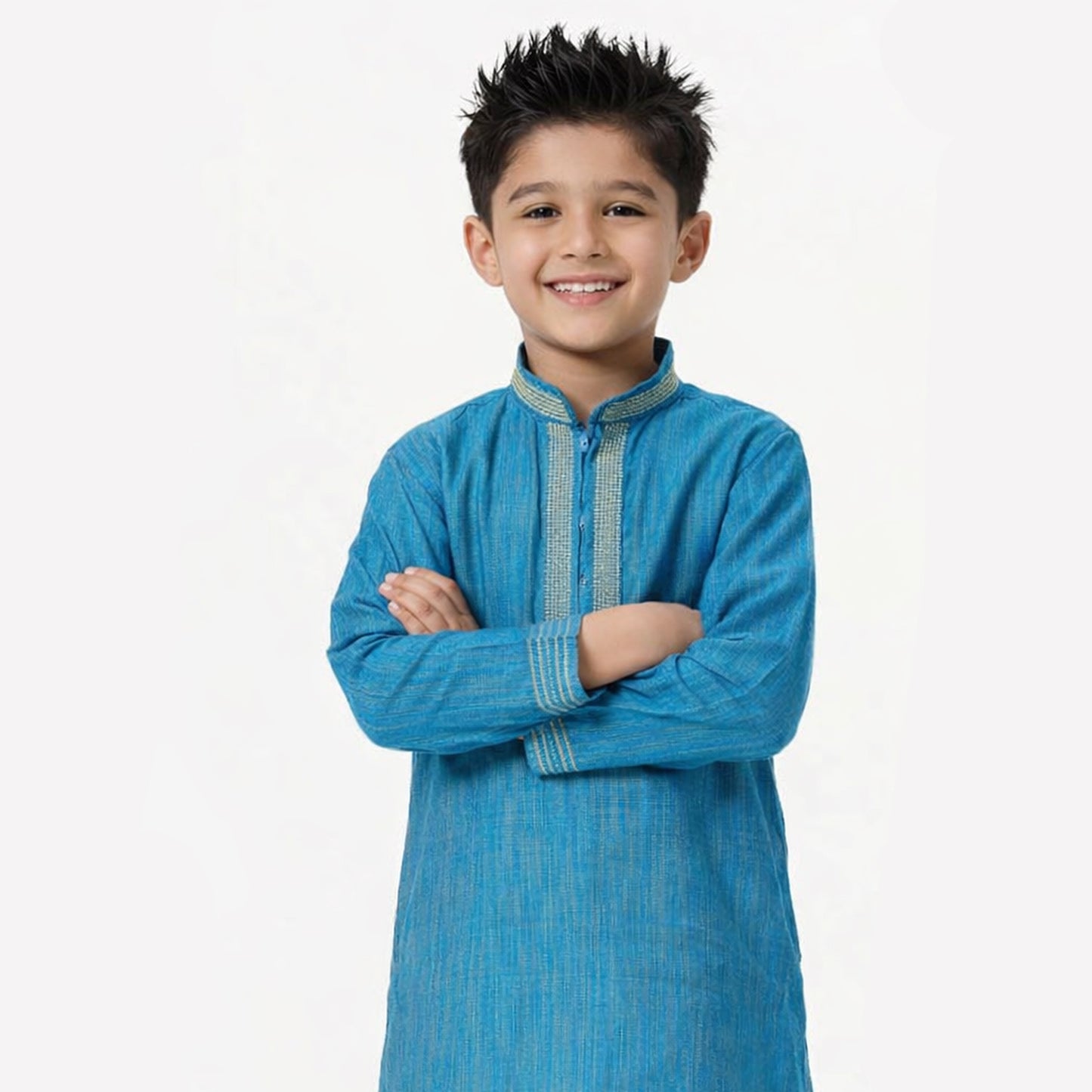 Traditional Cotton Kurta with Elegant Neck Design (Green)