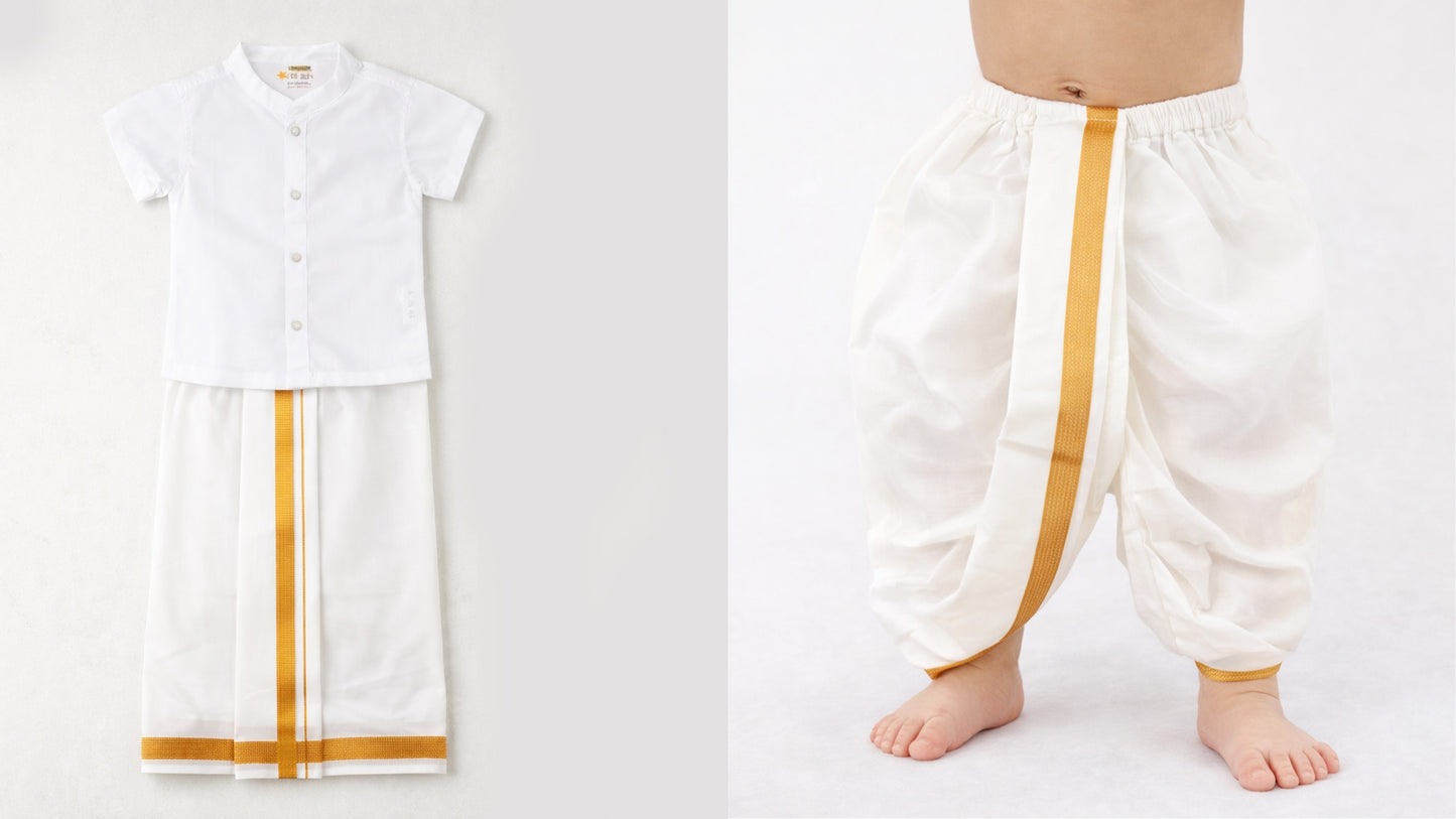 Newborn Cotton Set with Kurta, Veshti & Dhoti